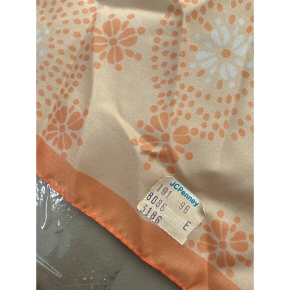 Qiana Vintage Square Scarf 100% Nylon Orange Floral Italy Lightweight - Picture 6 of 6